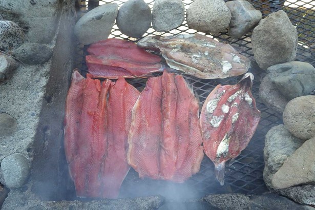 Grilled salmon fish