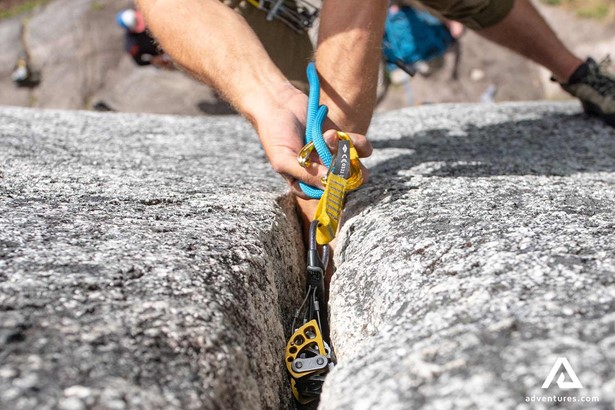 using rock climbing equipment