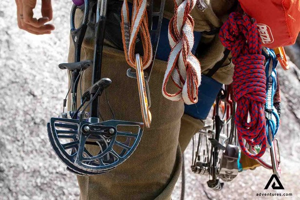 rock climbing equipment ropes and pulley