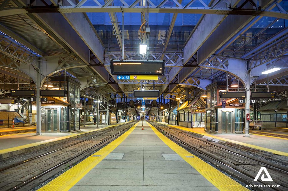 public transport union station view in toronto city