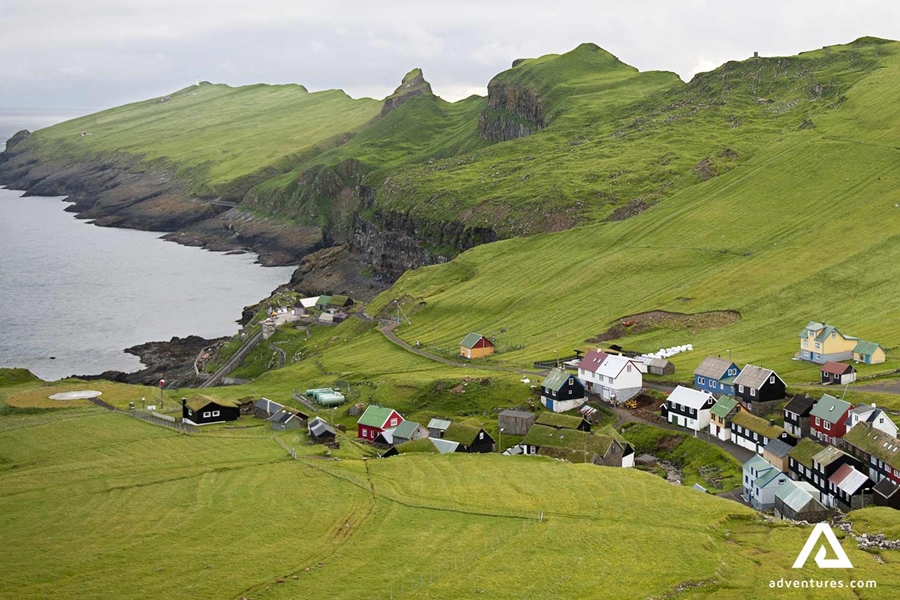 mykines town view from mountain top