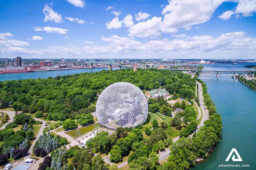 aerial view of olympic park in montreal city area