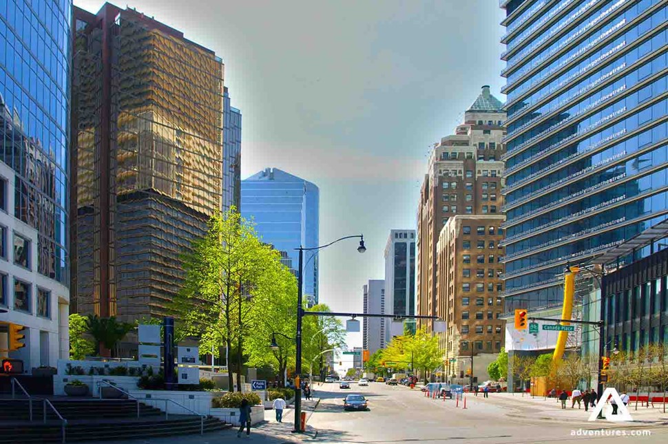 office buildings in the downtown of vancouver city in canada