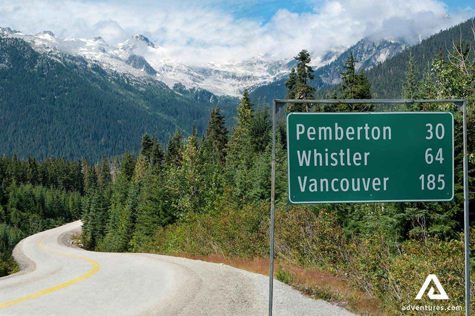 road sign near vancouver city in canada