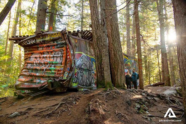 abandoned shed in whistler forest in canada