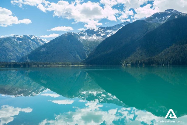blue water alpine lake near whistler canada