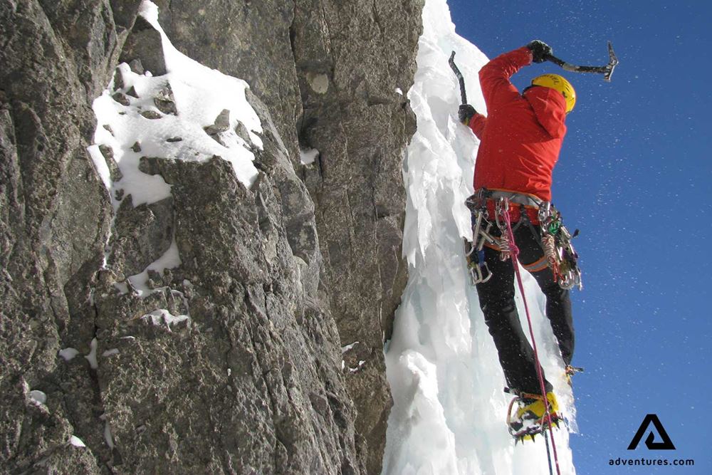 climbing very narrow ice