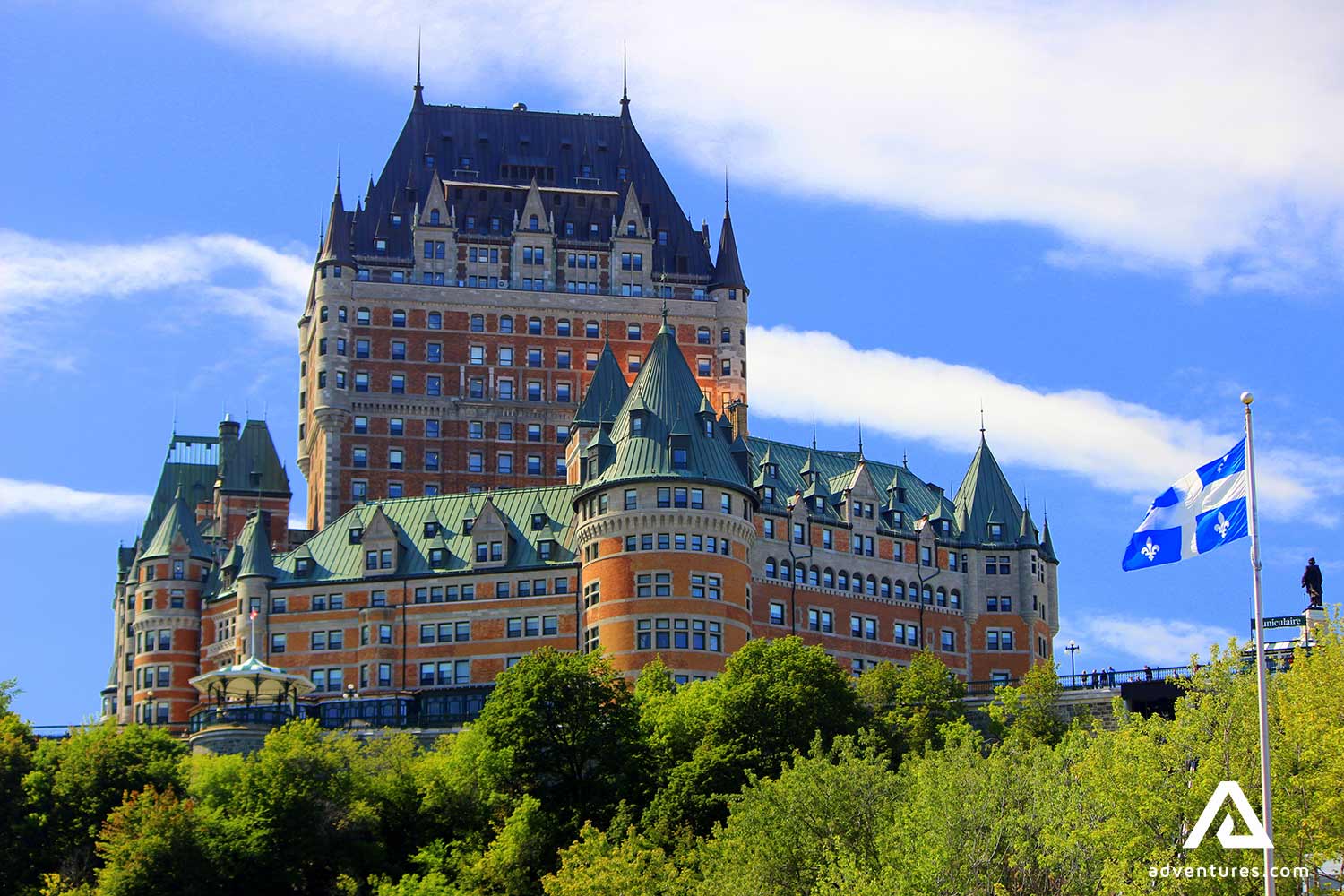 a view from the bottom of frontenac chateau palace in quebec