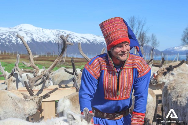 a man with a sami national outfit in norway