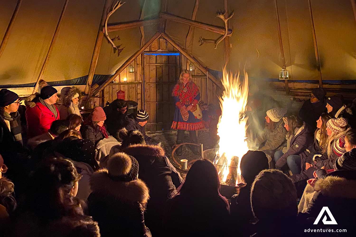 large group listening to stories in norway