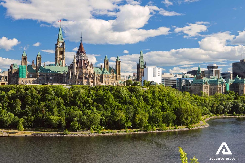 ottawa river near parliament hill in canada