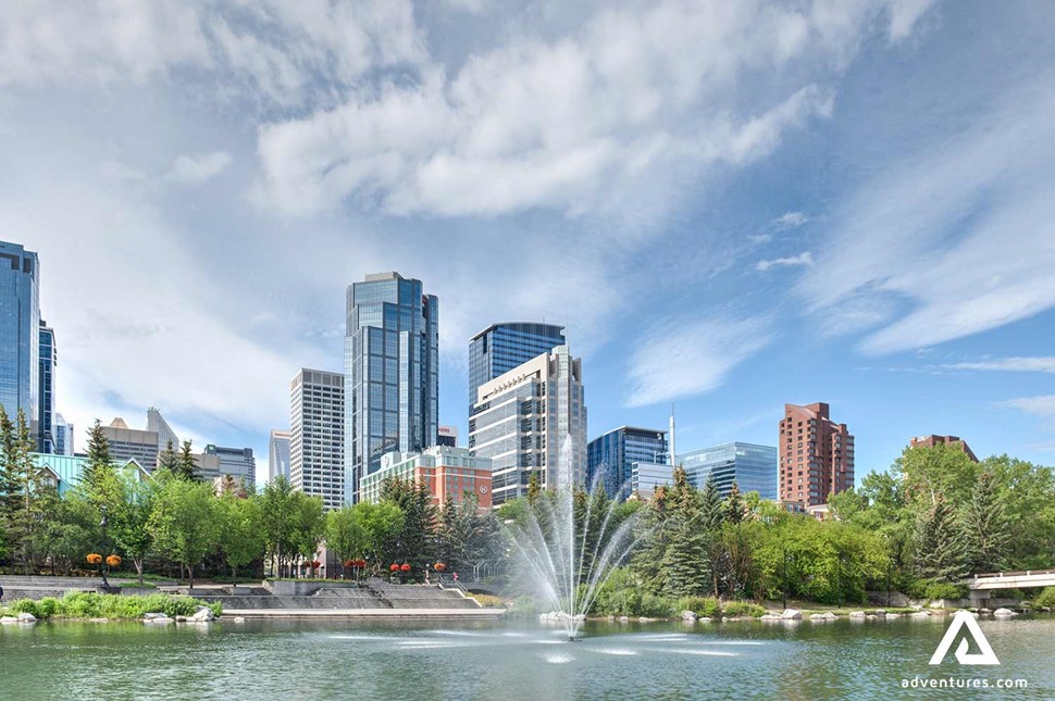 calgary city park and skyline view in canada 