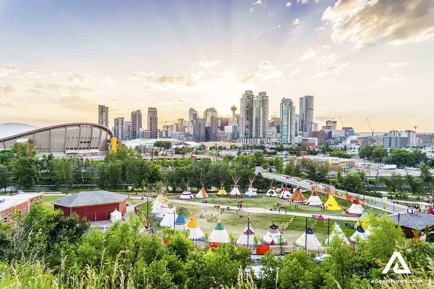 Calgary Stampede Festival aerial view in summer in canada