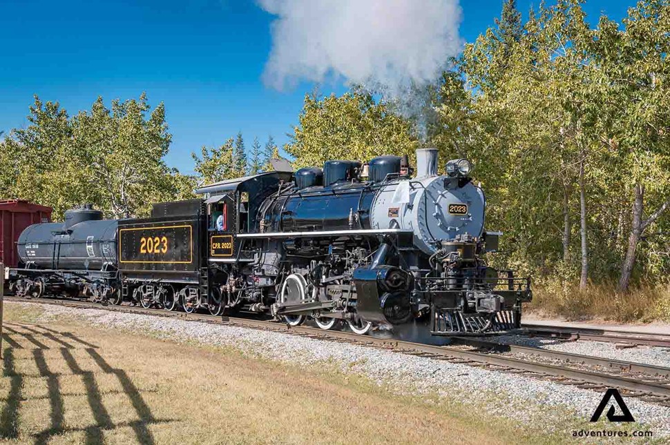 an old train in heritage park in calgary city in canada