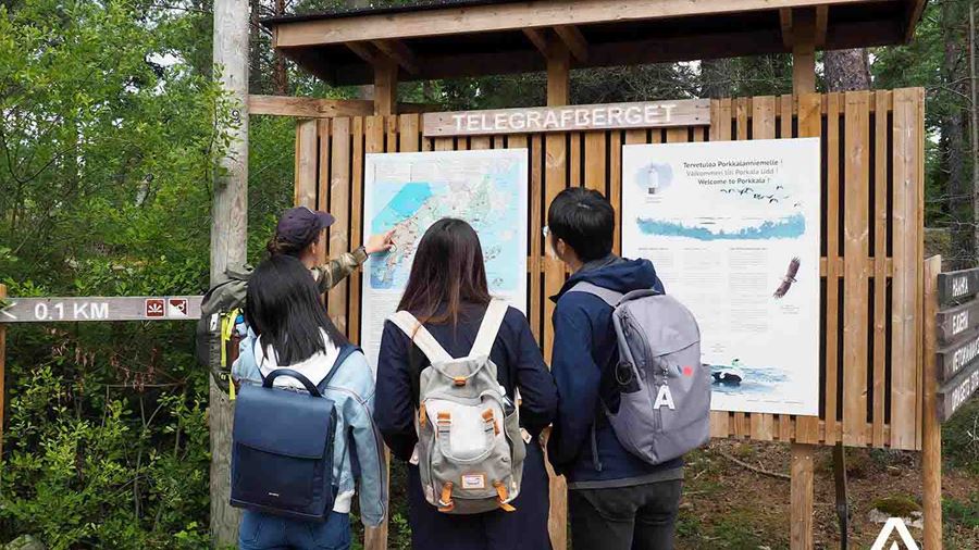 hikers looking at a parks map