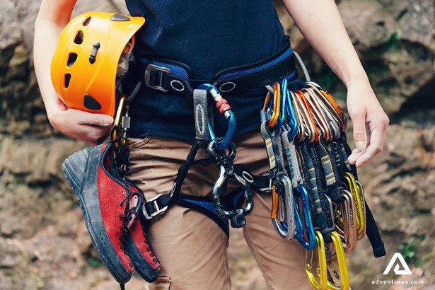 carrying rock climbing equipment 