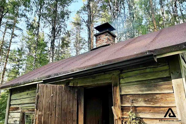 smoke sauna with a chimney in finland