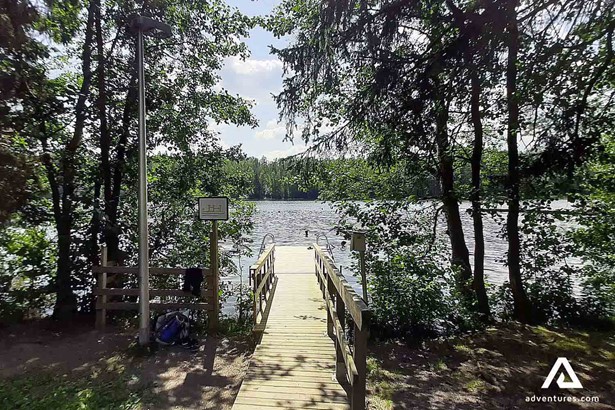 lakeside bridge in summer in finland