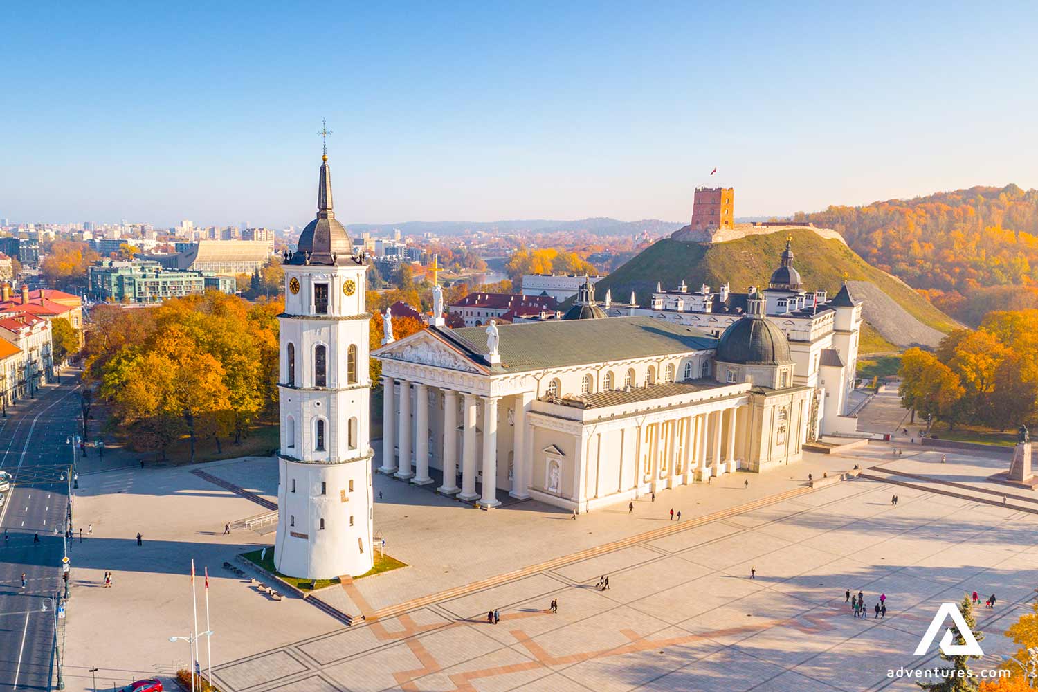 gediminas castle and main square view in vilnius 