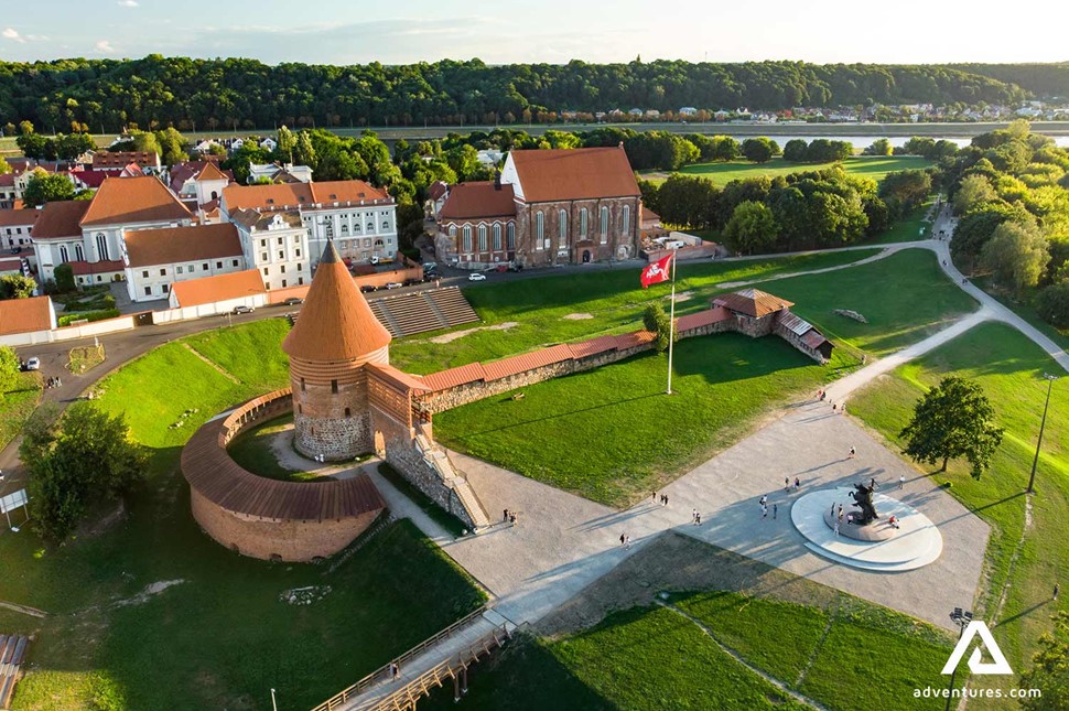 aerial view of kaunas castle in lithuania