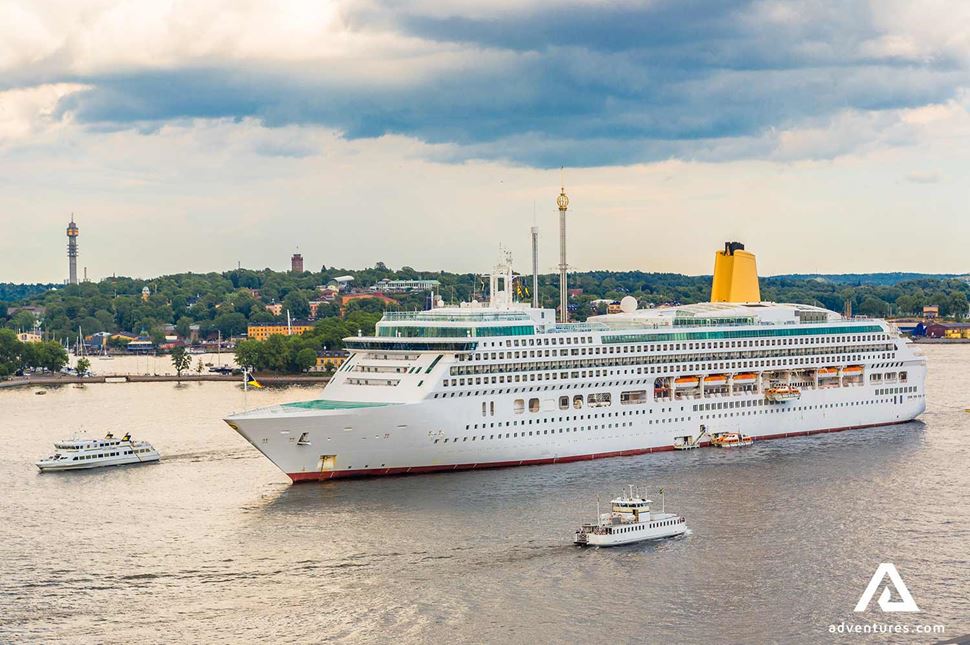 big cruise ship in stockholm city in sweden