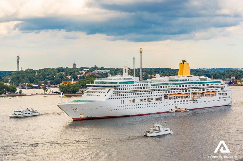big cruise ship in stockholm city in sweden