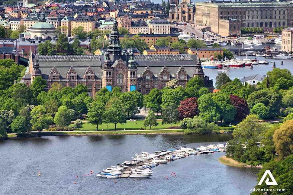 Djurgarden Island aerial view in stockholm