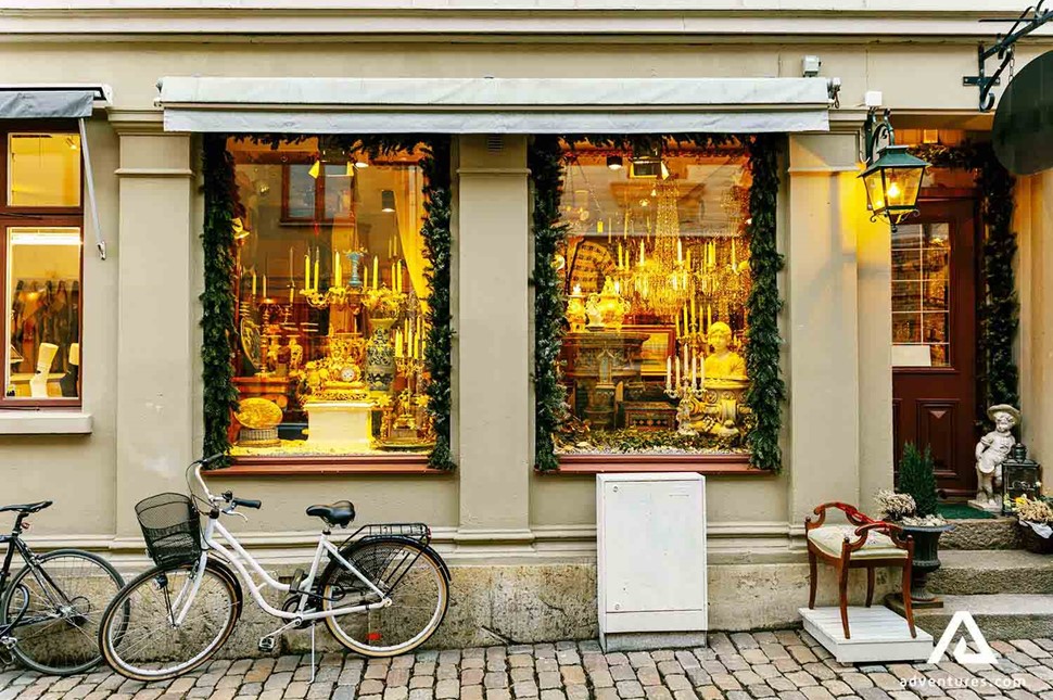 Gothenburg city street shop view in sweden