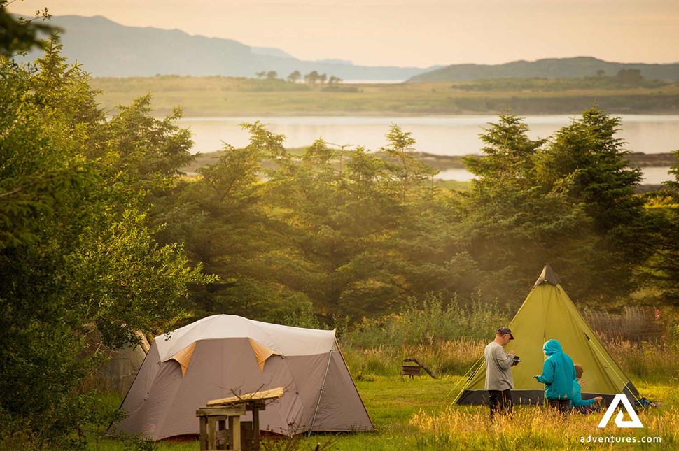 camping tents in sweden near a lake