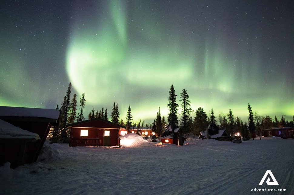 northern lights near kiruna town in sweden