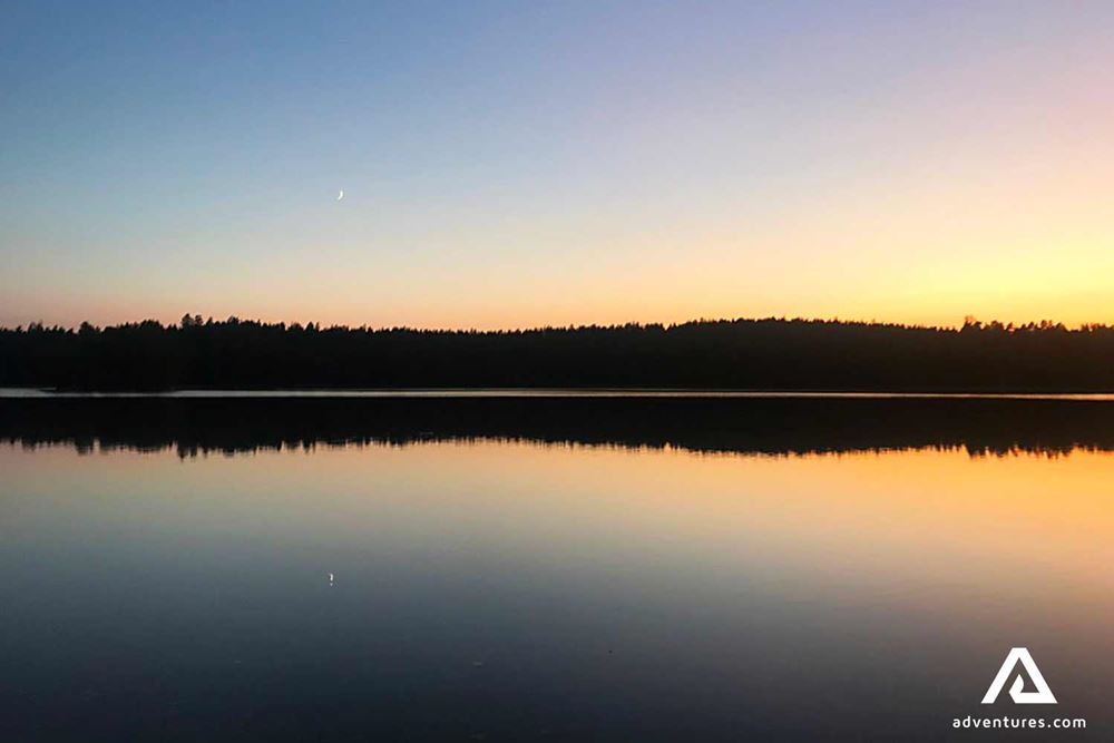 lake reflections at sunset