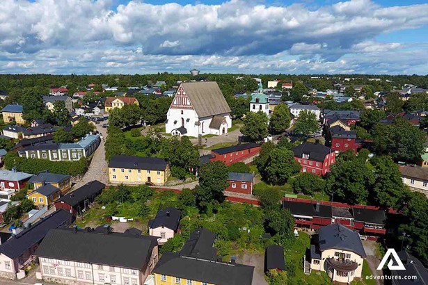 aerial view of porvoo town in finland