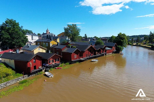 red porvoo town riverside houses