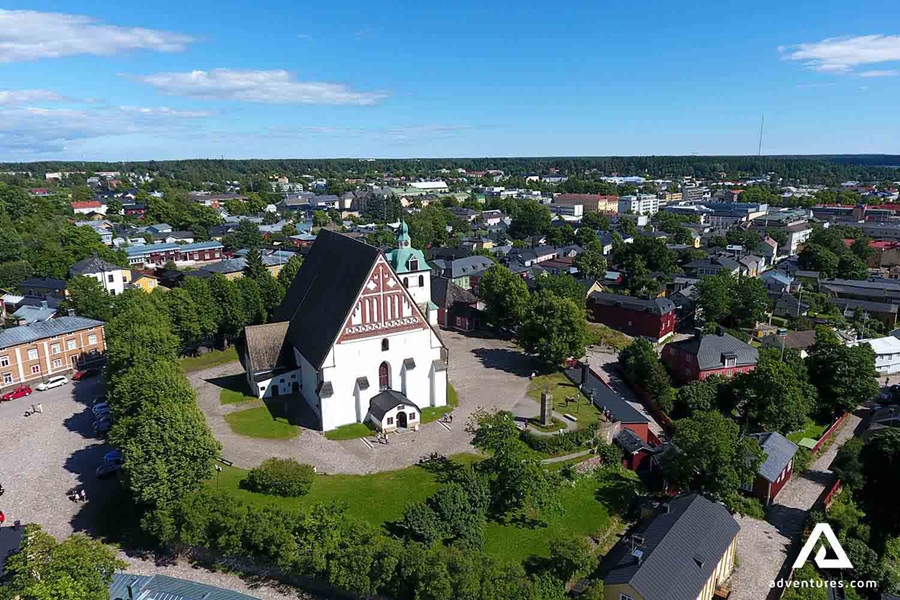 aerial view of porvoo church
