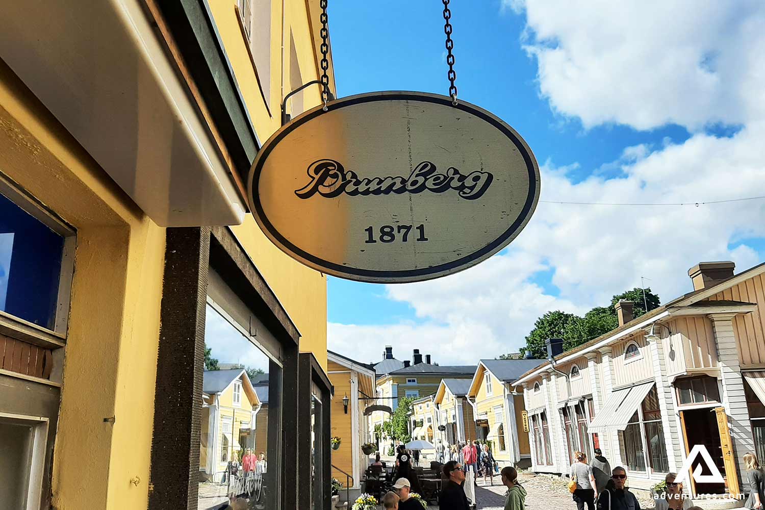 Brunberg Porvoo Town Sign in a street