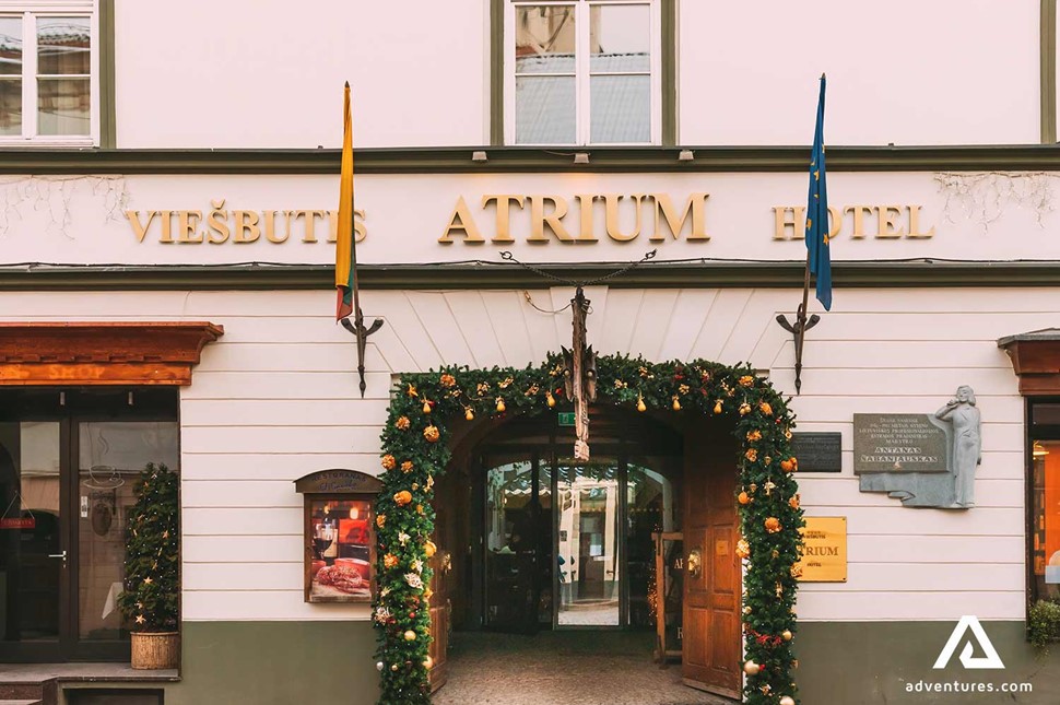 atrium hotel entrance view in vilnius lithuania