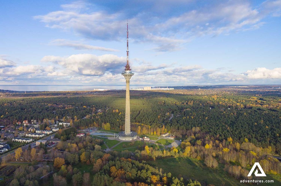 aerial view of TV tower in Tallinn estonia
