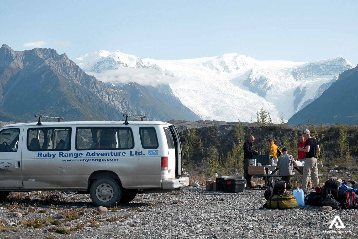 Van road trip mountain view