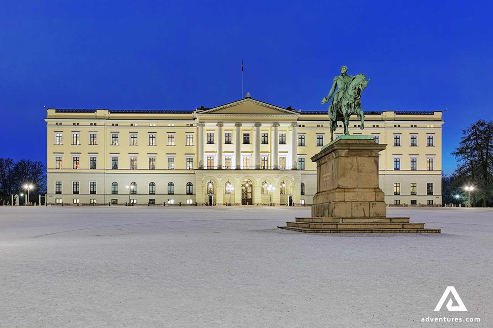 oslo city royal palace view in winter in norway