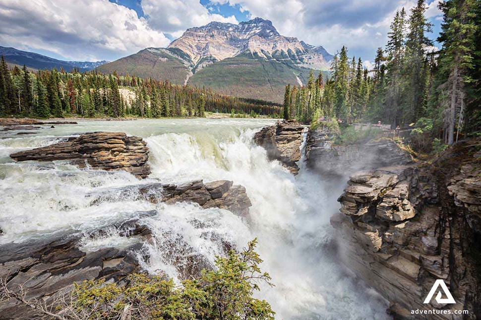 athabasca falls in canada at jasper national park in autumn