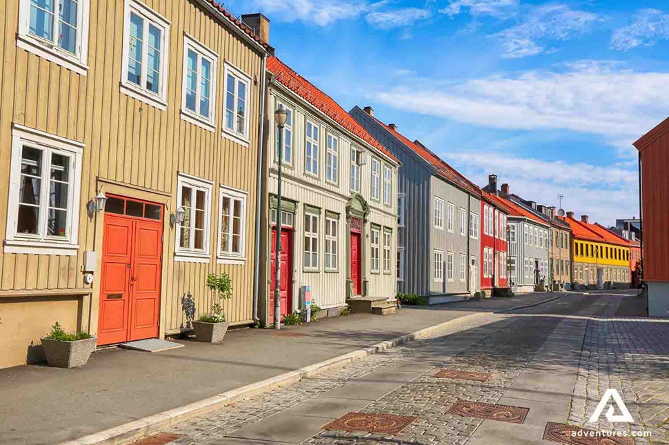Bakklandet old town street view in norway