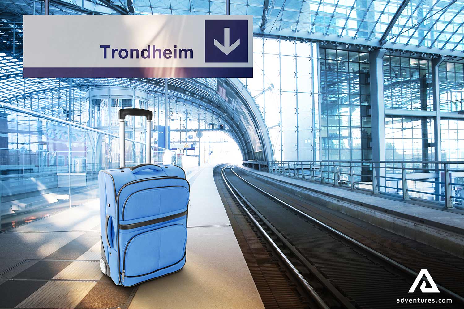 luggage on wheels at a train station in trondheim