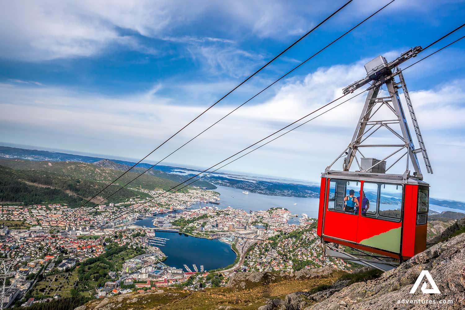 cablecar for sightseeing above bergen city