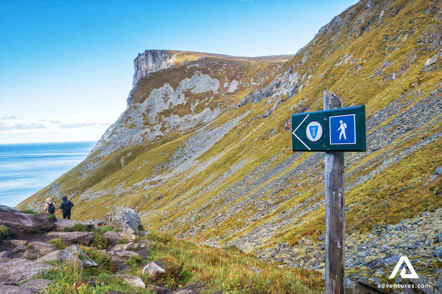 hiking trail near kvalvika beach in norway