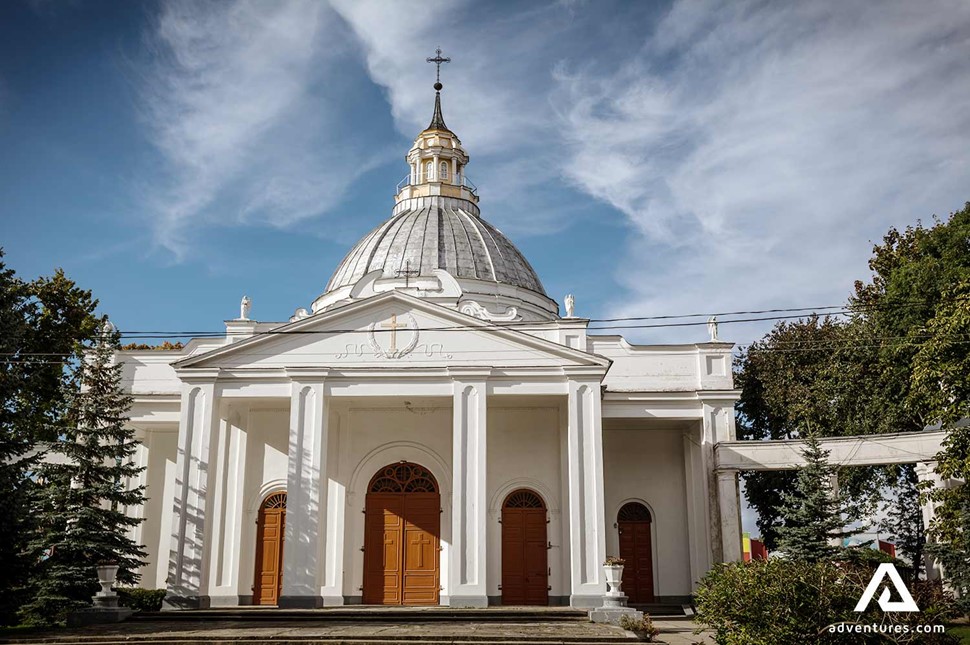 main entrance view at daugavpils church in latvia