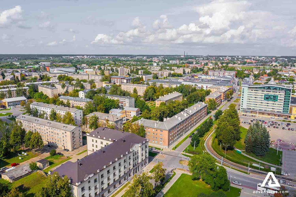 apartment buildings in daugavpils city in latvia at summer
