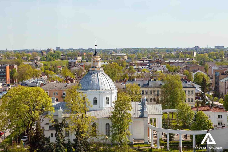 church rooftop in daugavpils city in latvia