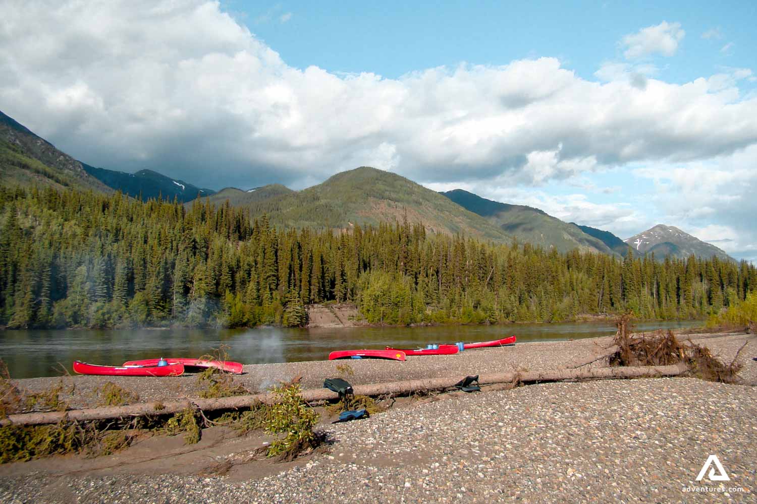 Canoe on a river bank