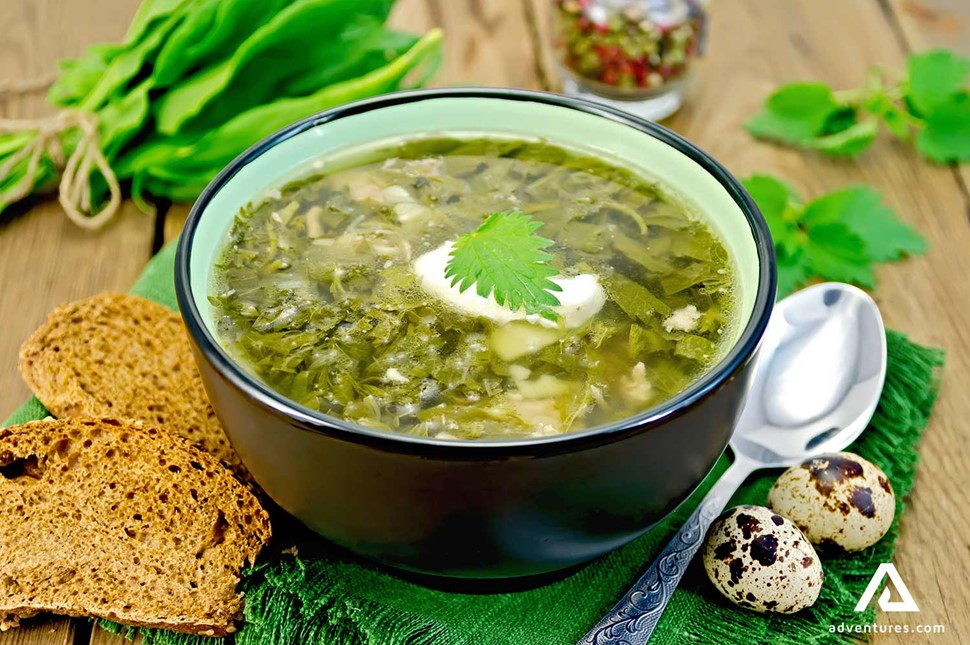 latvian national soup called skabenu zupa or green borscht