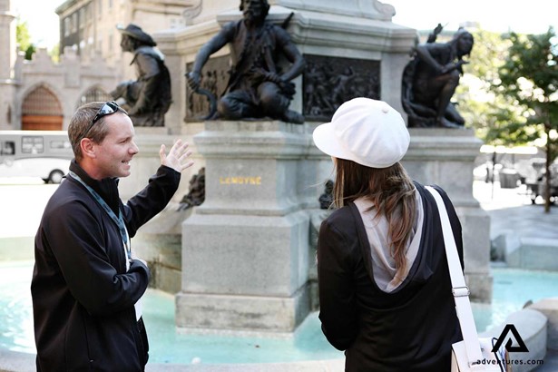 guide Showing Fountain Sculptures